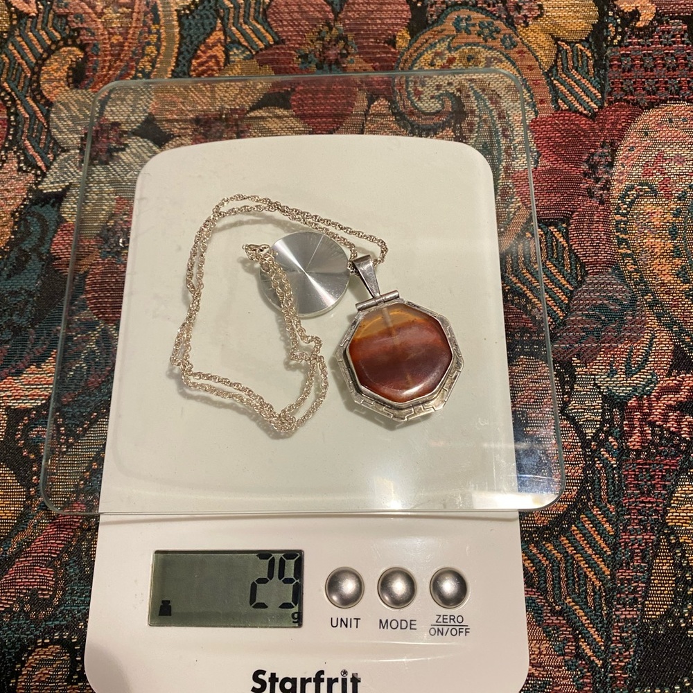 Rare Fossilized Amber Sterling Pendant with 20” Sterling Chain - Unique - Picture 8 of 10